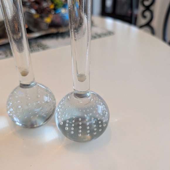 VTG 50s/60s Sweden J. Wuidart & Co — Set of 2 Clear Bubble Glass Bud Vases - Picture 8 of 15